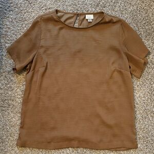 Tan Short Sleeve Blouse